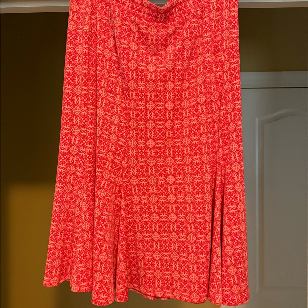 Cato Orange Pleated A-line Midi Skirt
